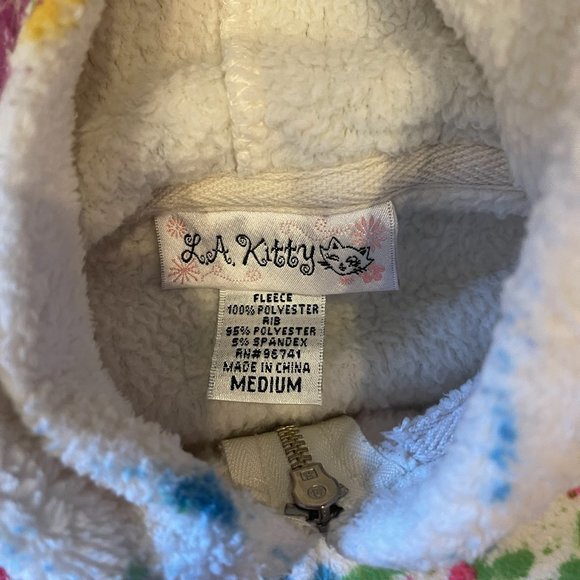 LA Kitty Girls Vintage Hoodie Fleece Jacket Color Patch - Medium - Like New Cond - Picture 3 of 3